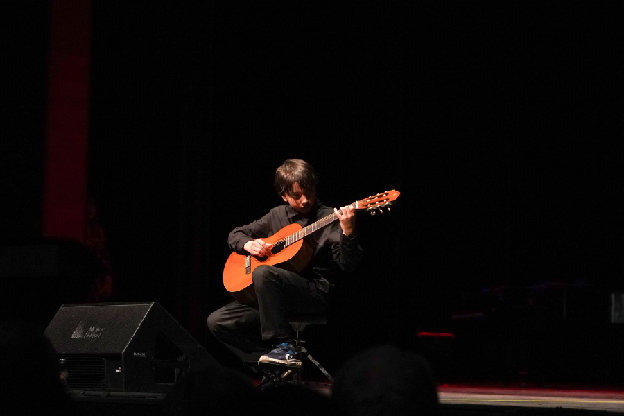 Boy, Guitar, Playing Music, Que Pasa, Stage, Performance, Elementary, Student, Culture, Spirit, Spanish